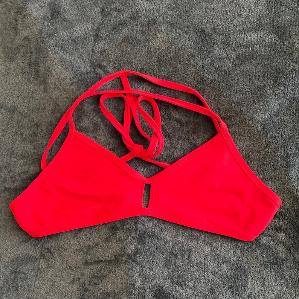 RED JOLYN VENT TIE BACK BIKINI TOP